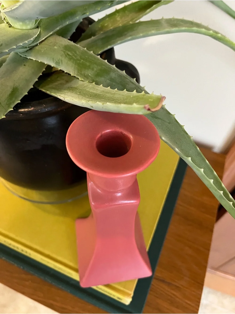 Matte Pink Ceramic Candlestick Holder - Unbranded